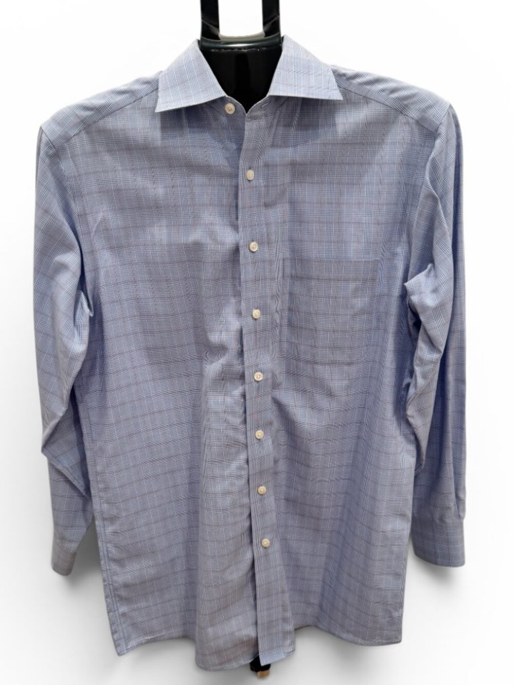 Roundtree & Yorke Gold Label Blue Check Fitted Non-Iron Dress Shirt 14.5 x 32